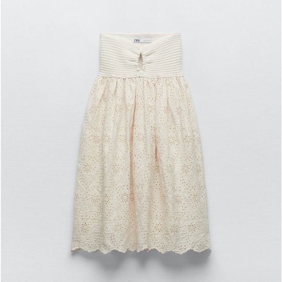 ZARA COMBINATION EMBROIDERED KNIT DRESS - Picture 6 of 12
